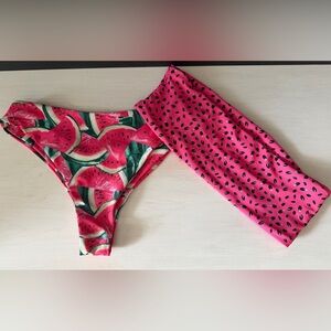 SHEIN Watermelon Print Bikini Set - Pink and Green